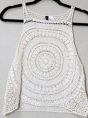 H&M Divided Loves Coachella White Crochet Crop Top Women's Size Large